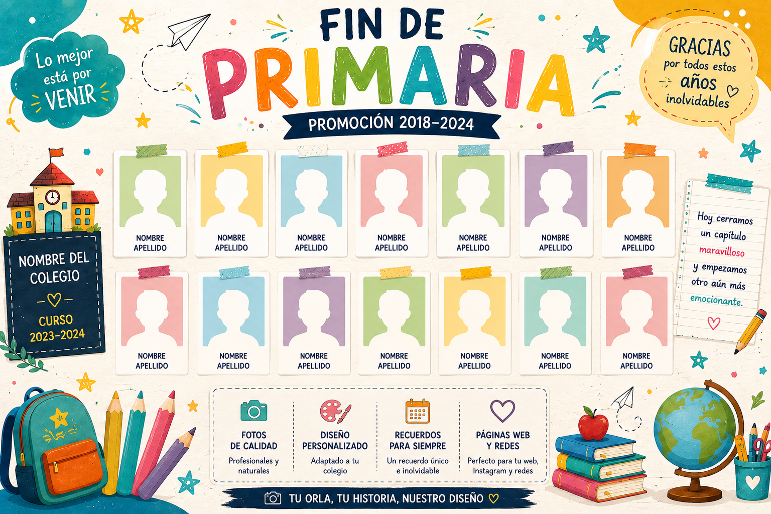 Diseño de orla de graduación infantil espacial